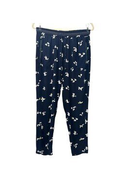 Hei Hei Womens Small Pants Origami Print Lounge Elastic Drawstring Waist Navy